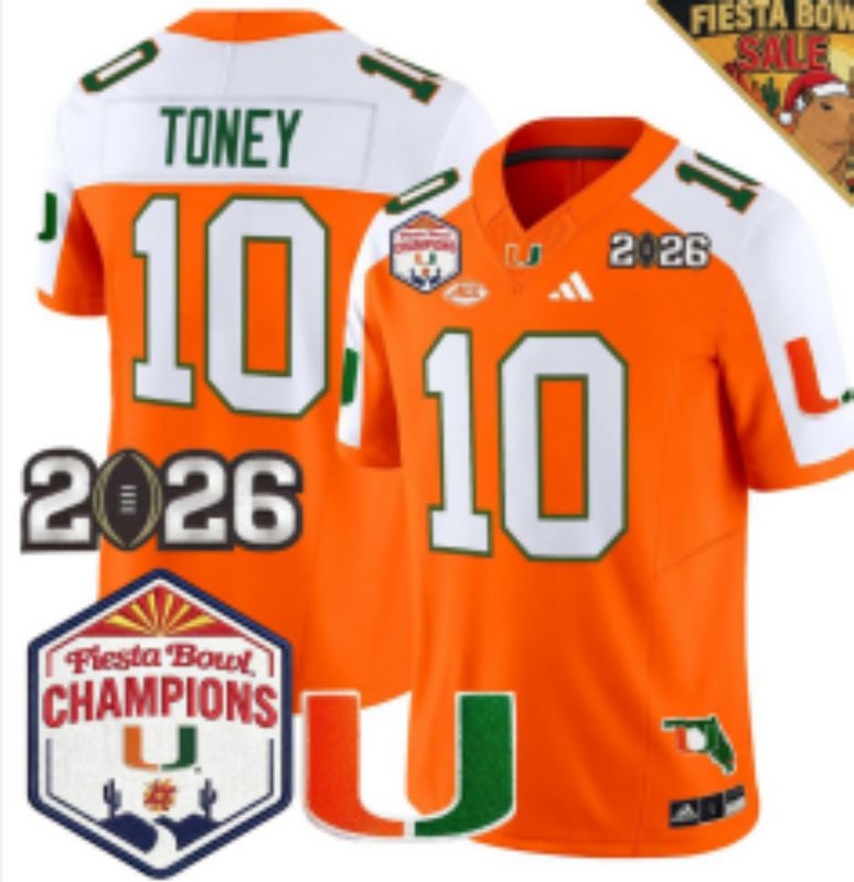 Men 2026 Miami Hurricanes #10 Toney Orange 3th generations Nike Limited NCAA Jersey 01